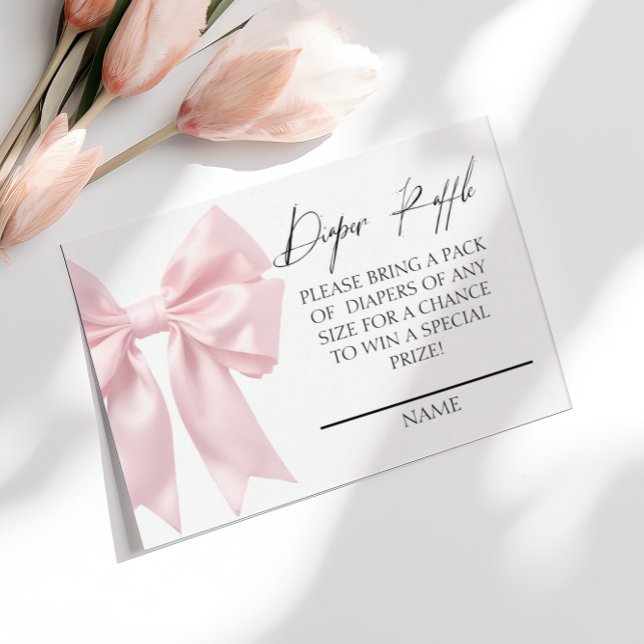 Elegante Tarjeta Raffle De Diaper De Bow Rosa (Subido por el creador)