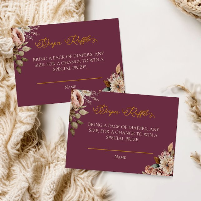 Elegante Tarjeta Raffle de Diaper Floral Fall de B (Subido por el creador)