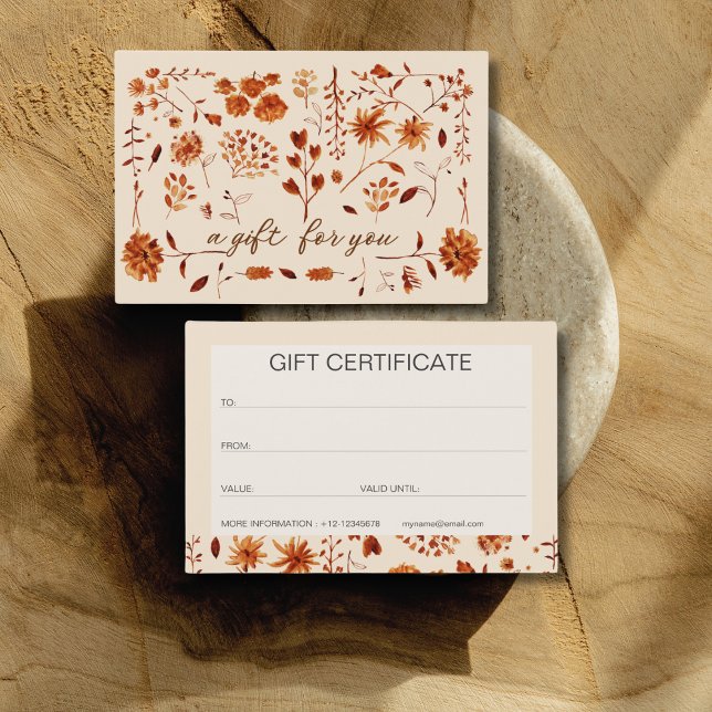 Elegante Tarjeta Regalo Floral Rústica Fall (Subido por el creador)