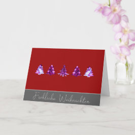 Elegante tarjeta roja y rosa de los árboles navide