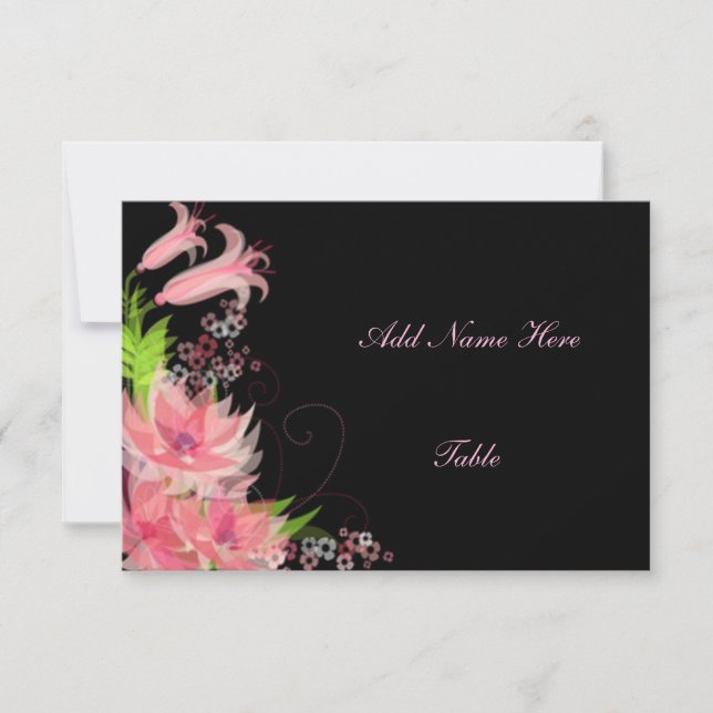 Elegante tarjeta romántica de mesa floral rosa (Anverso)