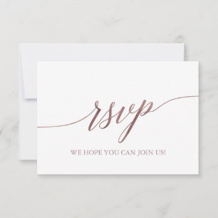 Elegante tarjeta Rosa Gold Caligraphy Simple RSVP