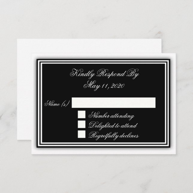 Elegante tarjeta RSVP 3D (Anverso / Reverso)