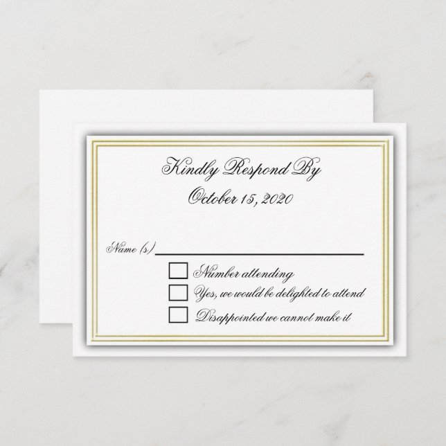 Elegante tarjeta RSVP 3D (Anverso / Reverso)