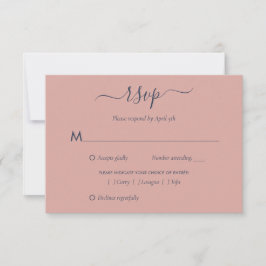 Elegante tarjeta RSVP azul de la marina y Rubor We