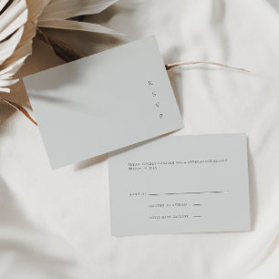 Elegante tarjeta RSVP azul de pizarra de luz Minim