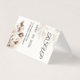 Elegante Tarjeta RSVP Beige Magnolia clásica