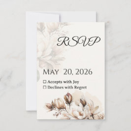 Elegante Tarjeta RSVP Beige Magnolia clásica