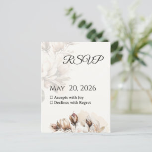 Elegante Tarjeta RSVP Beige Magnolia clásica