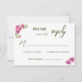 Elegante Tarjeta RSVP Bohemiana Delicada Orquídea