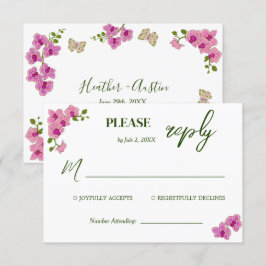 Elegante Tarjeta RSVP Bohemiana Delicada Orquídea 