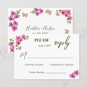 Elegante Tarjeta RSVP Bohemiana Delicada Orquídea