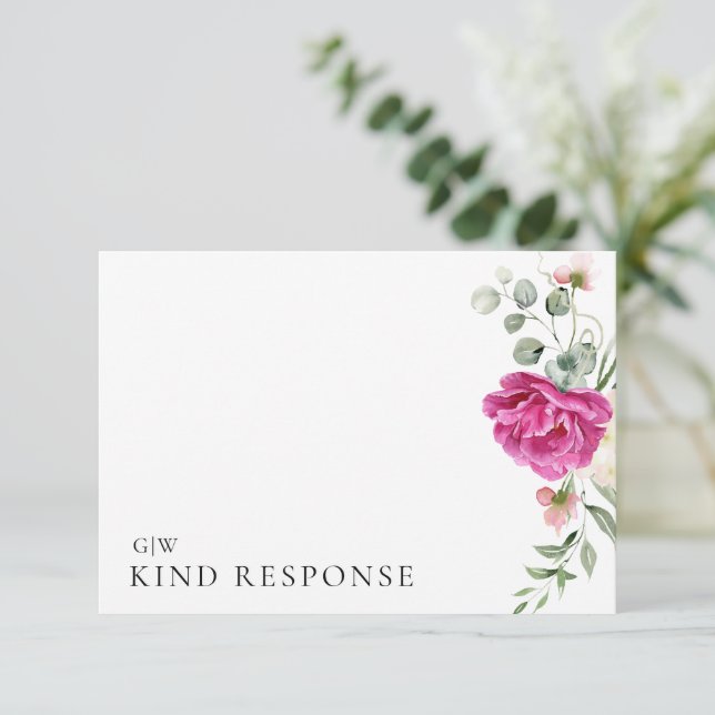 Elegante tarjeta RSVP Boho Floral Wedding (Anverso de pie)