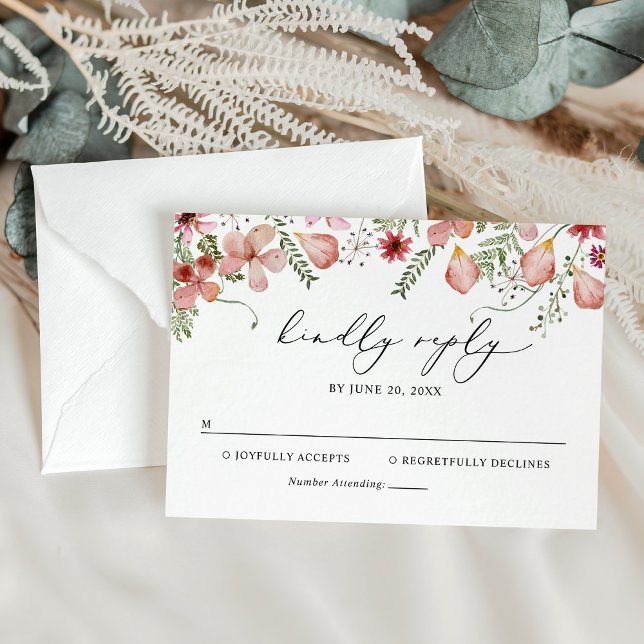 Elegante Tarjeta RSVP Boho Floral Wedding (Subido por el creador)