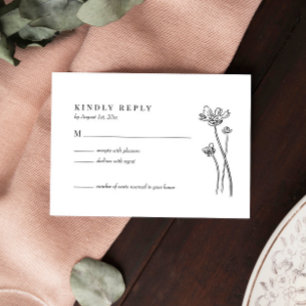 Elegante Tarjeta RSVP Boho Wedding de Flor silvest