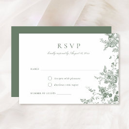 Elegante Tarjeta RSVP Botánica Verde Sage Floral