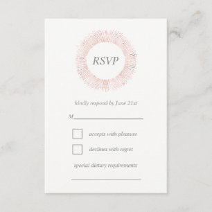 Elegante tarjeta RSVP con monograma de oro rosa