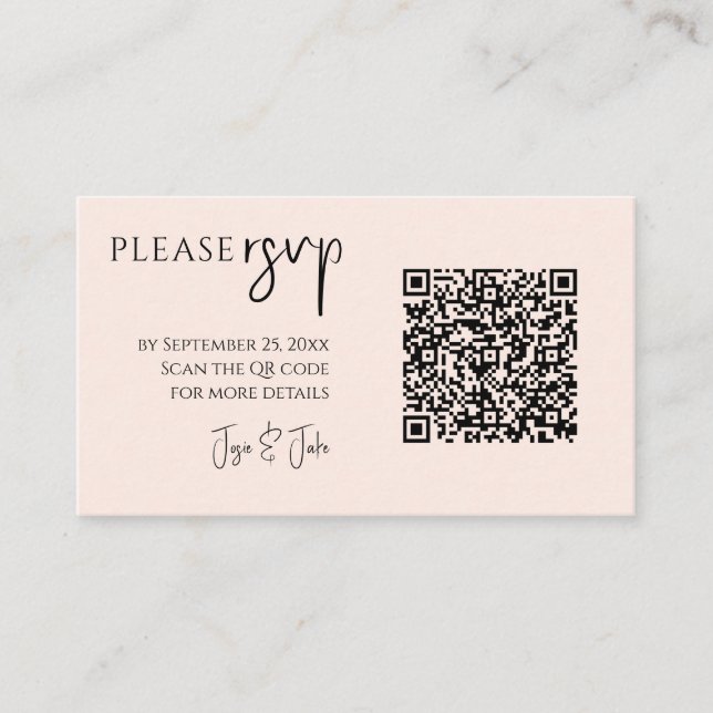 Elegante tarjeta RSVP con tu foto y código QR (Anverso)