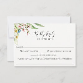 Elegante Tarjeta RSVP de Alimentos para Bodas de F