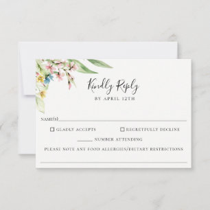 Elegante Tarjeta RSVP de Alimentos para Bodas de F