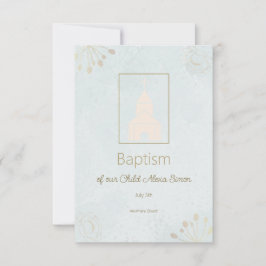 Elegante tarjeta RSVP de bautismo para bebé