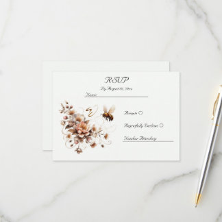 Elegante tarjeta RSVP de Bee & Floral Wedding