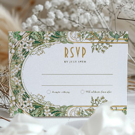 Elegante tarjeta RSVP de Boda Art Nouveau