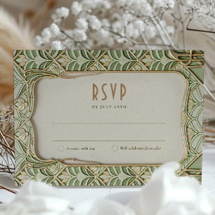 Elegante tarjeta RSVP de Boda Art Nouveau