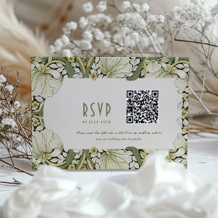 Elegante tarjeta RSVP de Boda Art Nouveau con códi