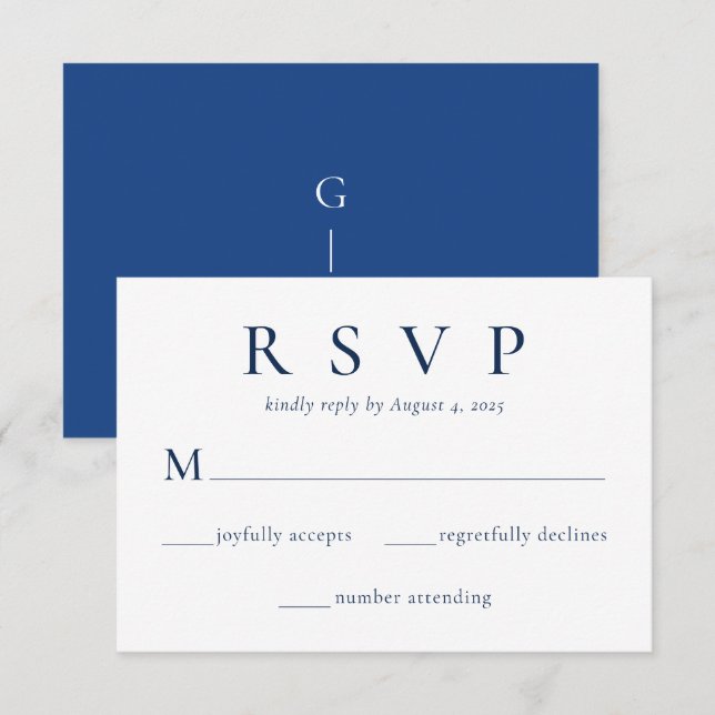 Elegante tarjeta RSVP de Boda Azul Azul Azul Azul  (Anverso / Reverso)