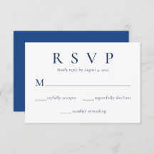 Elegante tarjeta RSVP de Boda Azul Azul Azul Azul 