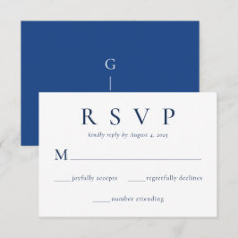 Elegante tarjeta RSVP de Boda Azul Azul Azul Azul