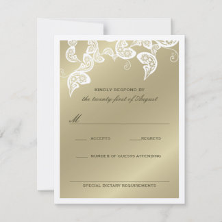 Elegante tarjeta RSVP de Boda Blanca de Pavo Real