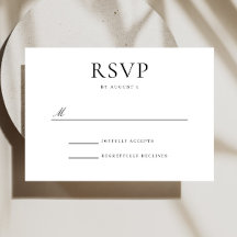 Elegante Tarjeta RSVP De Boda Blanca Y Negra
