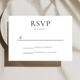 Elegante Tarjeta RSVP De Boda Blanca Y Negra