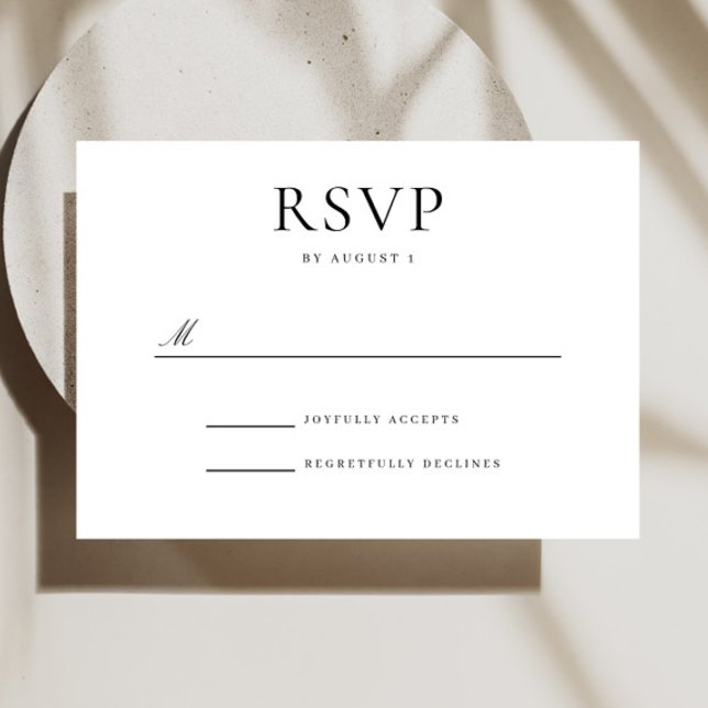 Elegante Tarjeta RSVP De Boda Blanca Y Negra (Subido por el creador)