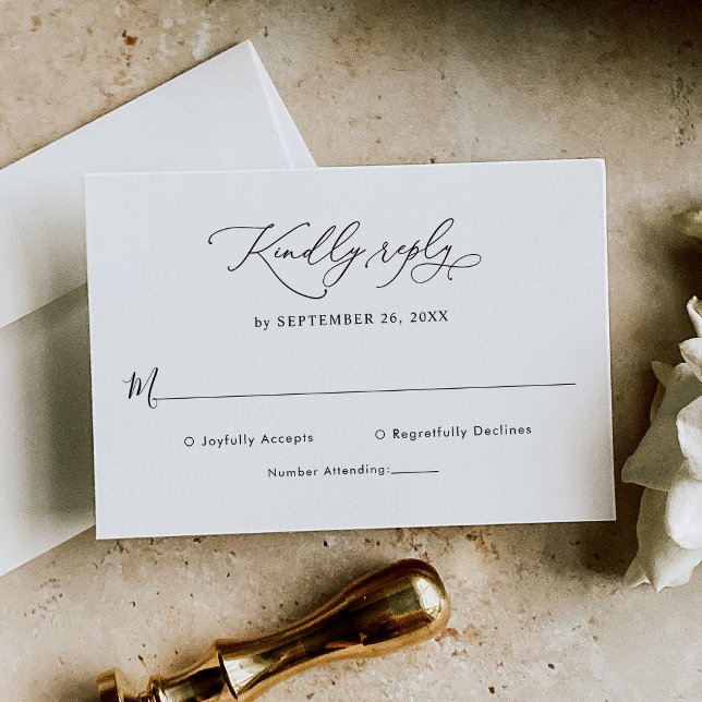 Elegante Tarjeta Rsvp de Boda Blanca y Negra (Subido por el creador)