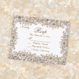 Elegante Tarjeta RSVP de Boda Botánica Vintage