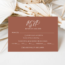 Elegante Tarjeta RSVP de Boda Caída con Guión de T