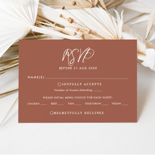 Elegante Tarjeta RSVP de Boda Caída con Guión de T
