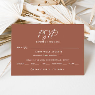 Elegante Tarjeta RSVP de Boda Caída con Guión de T