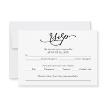 Elegante tarjeta RSVP de boda caligráfica