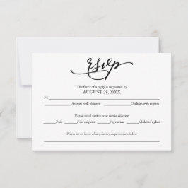 Elegante tarjeta RSVP de boda caligráfica