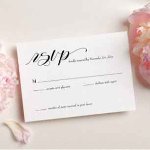 Elegante tarjeta RSVP de boda caligráfica