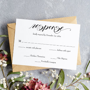 Elegante tarjeta RSVP de boda caligráfica