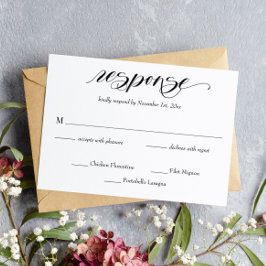Elegante tarjeta RSVP de boda caligráfica