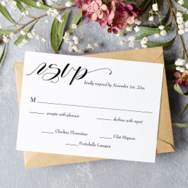 Elegante tarjeta RSVP de boda caligráfica