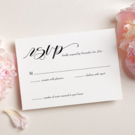 Elegante tarjeta RSVP de boda caligráfica
