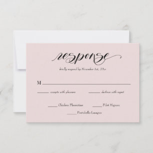 Elegante tarjeta RSVP de boda caligráfica