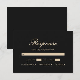 Elegante tarjeta RSVP de boda clásica negra
